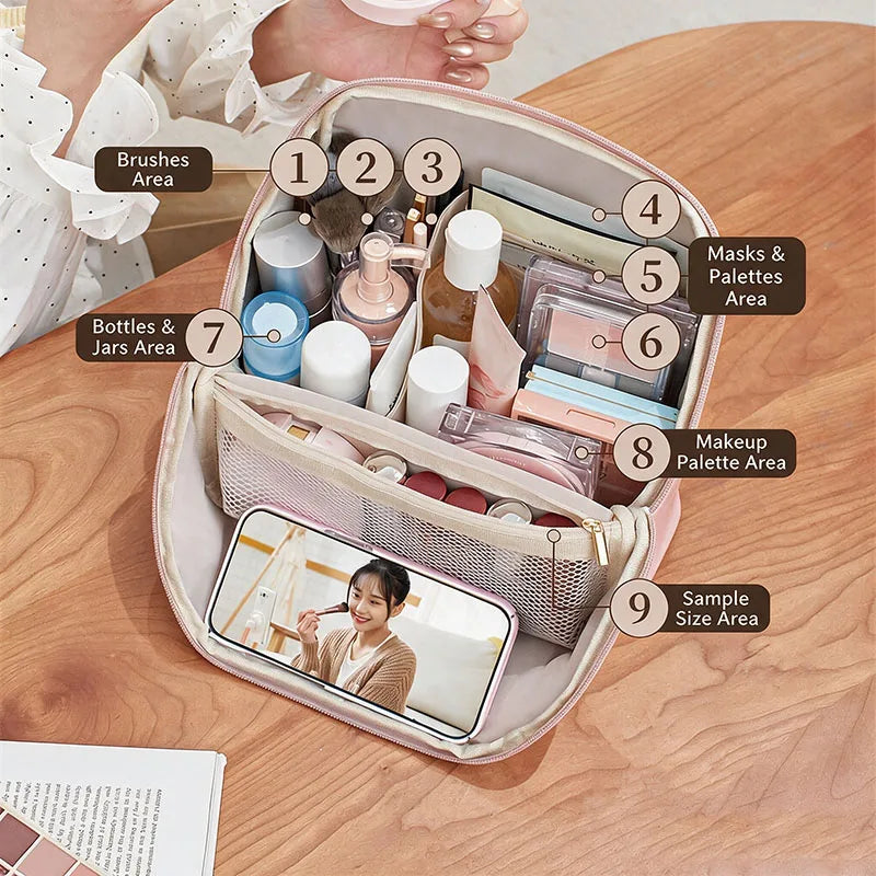 Standing Makeup Brush Bag – Large Capacity Travel Organizer