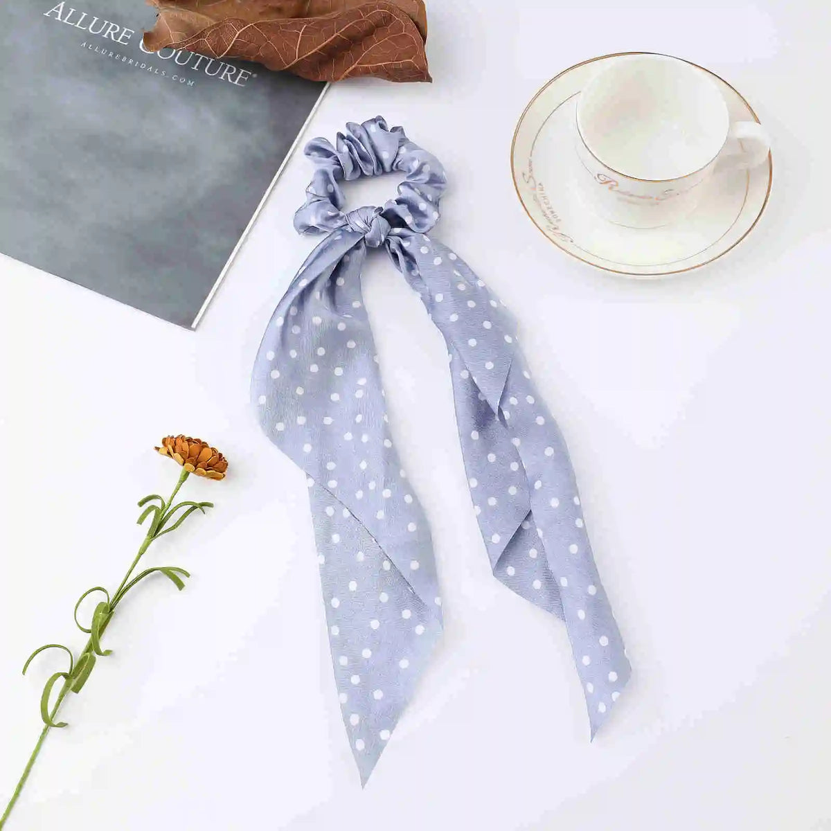 Korean Polka Dot Scrunchies – Women's Elastic Hair Ties & Scarf