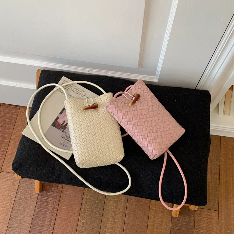 Woven Mini Shoulder Phone Bag for Women | Nixie Bucket Bag