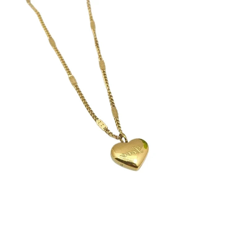 Heart Pendant Stainless Steel Choker Necklace for Women
