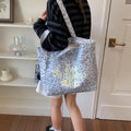 Leopard Print Letter Tote Bag – Large Canvas Shoulder Bag