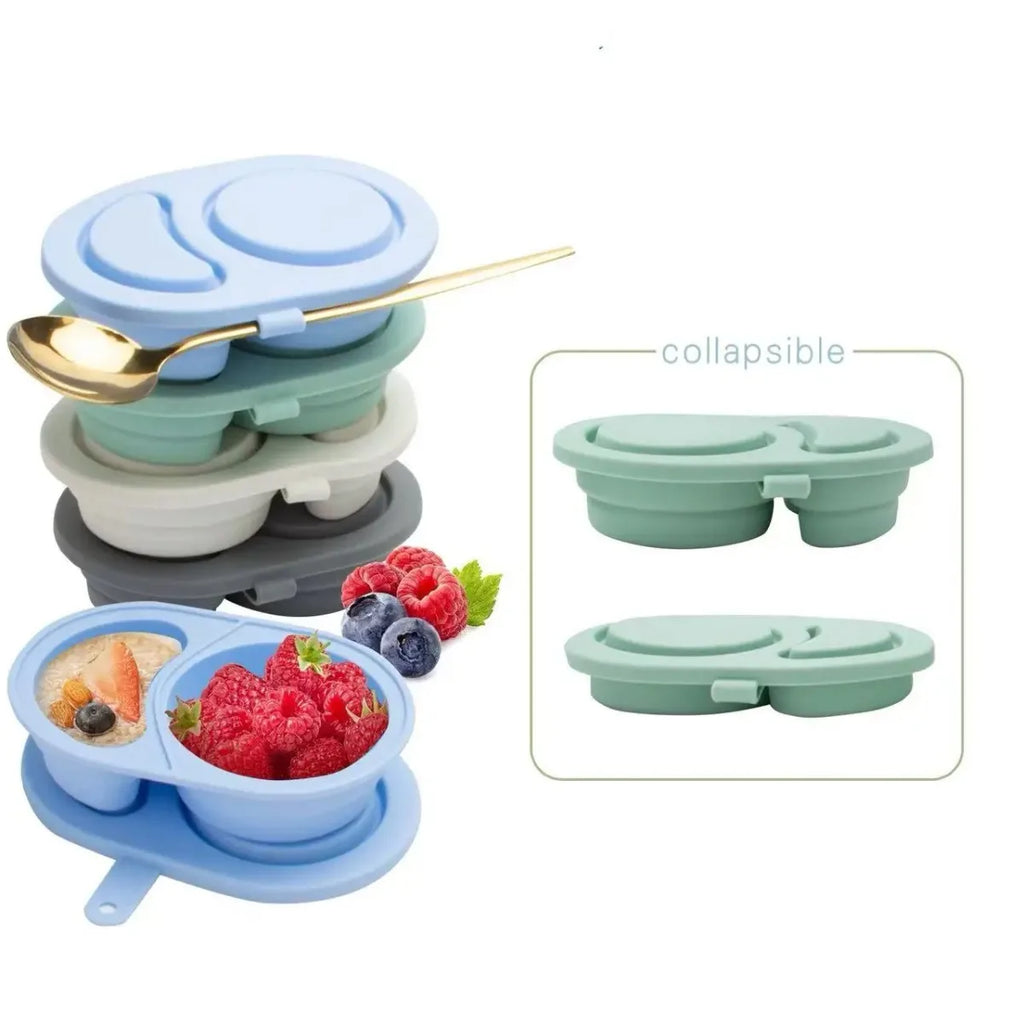Silicone Dual Compartment Snack Box – Reusable Leakproof Lunch Container