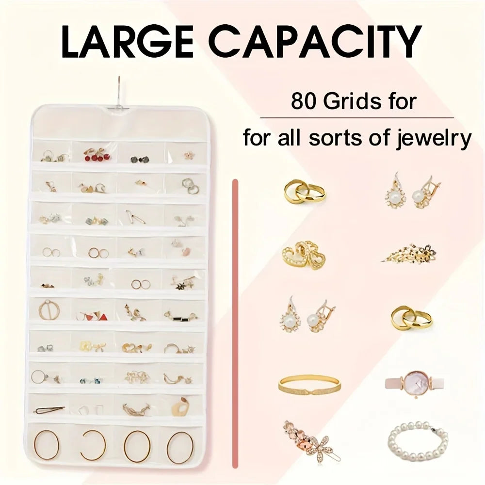 Double-Sided Hanging Jewelry Organizer Bag | Foldable Storage