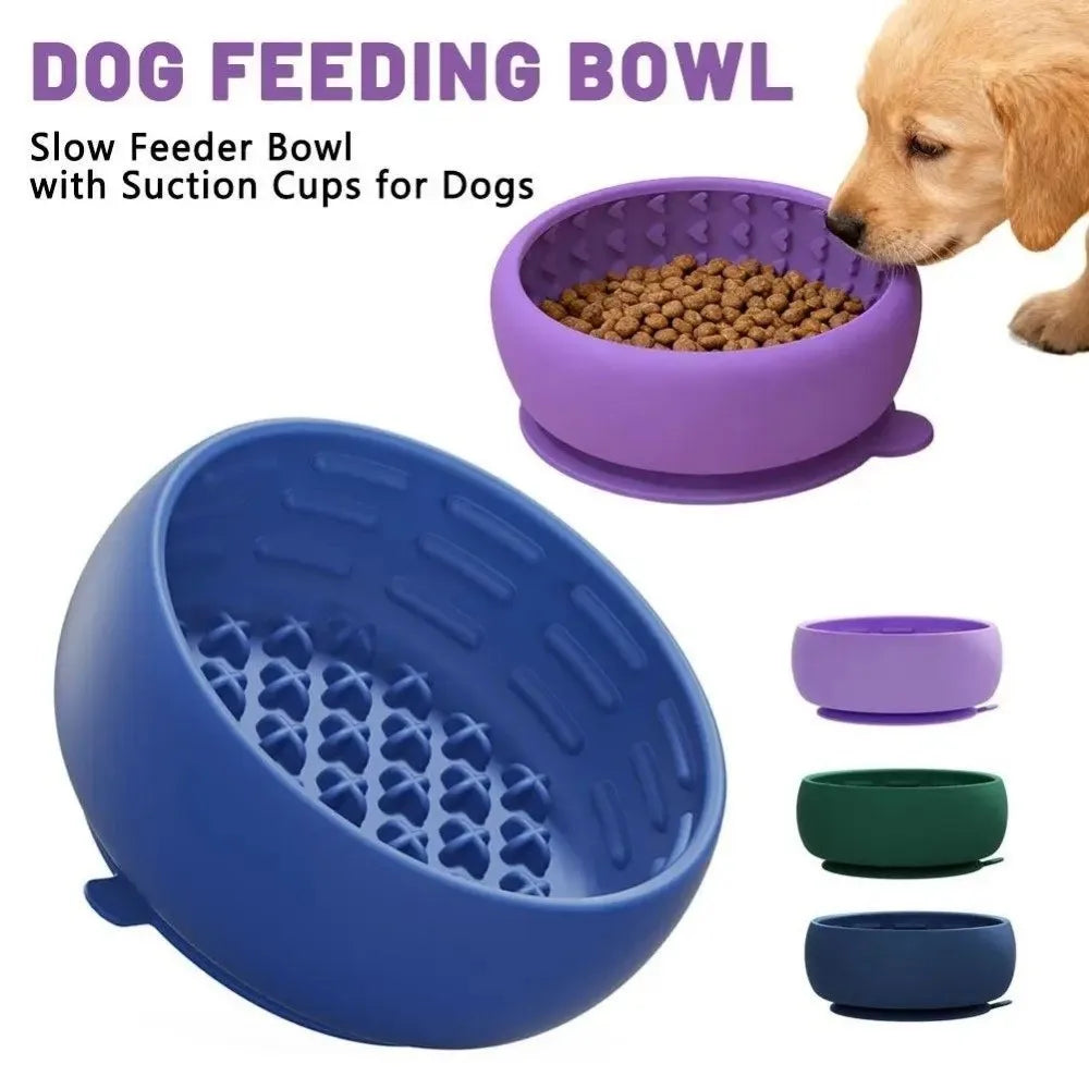 Silicone Slow Feeder Dog Bowl – Anti-Slip, Anti-Spill, Portable