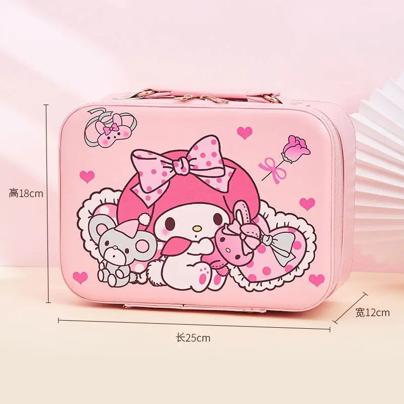 Sanrio Kawaii Makeup Bag with Mirror – Extra Large PU Leather