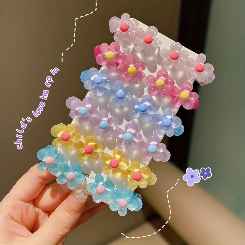 12pcs Girls Rainbow Hair Clips – Flower Star Heart Hairpins