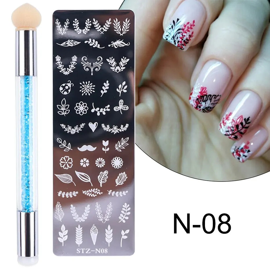 Nail Stamping Plates Set – Silicone Stamper & Stencils