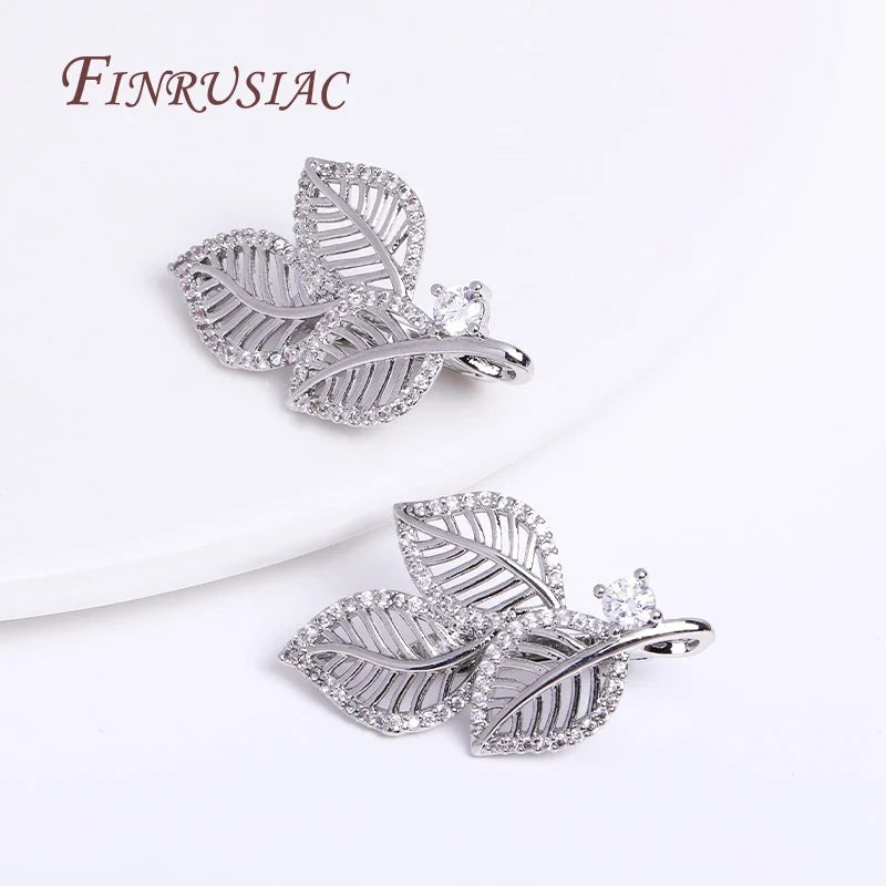 18K Gold Plated Zircon Hollow Leaf Pearl Clasps – DIY Jewelry