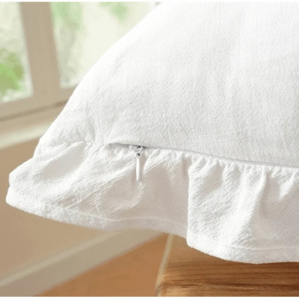 Ruffled Lotus Leaf Throw Pillow Cover | Plaid Soft Polyester