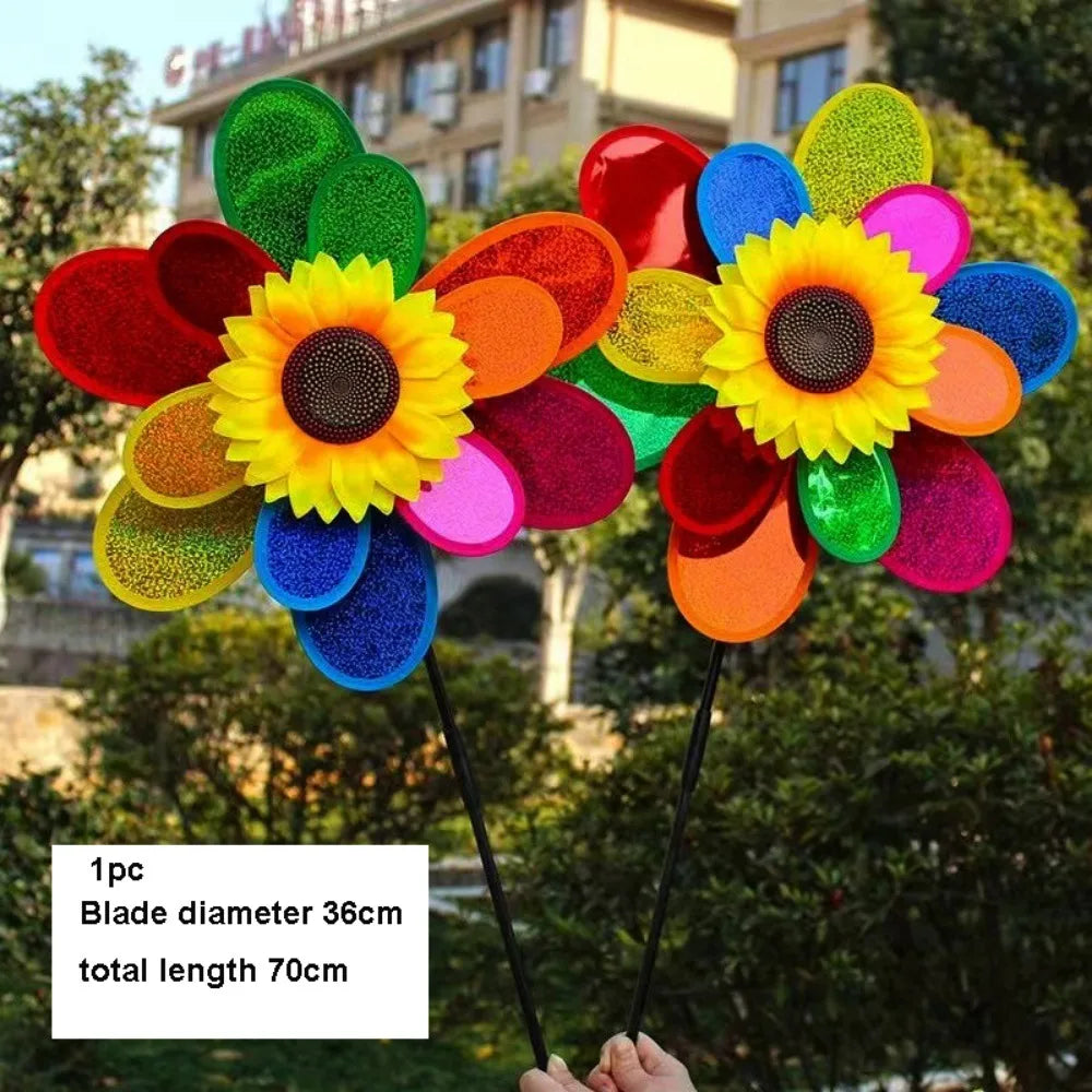 Sunflower Windmill Garden Pinwheel – Colorful Lawn Wind Spinner