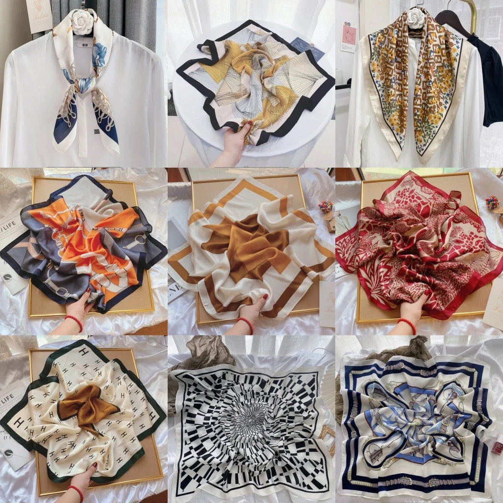 Vintage Print Square Scarf – Necktie, Hairband & Neck Wrap