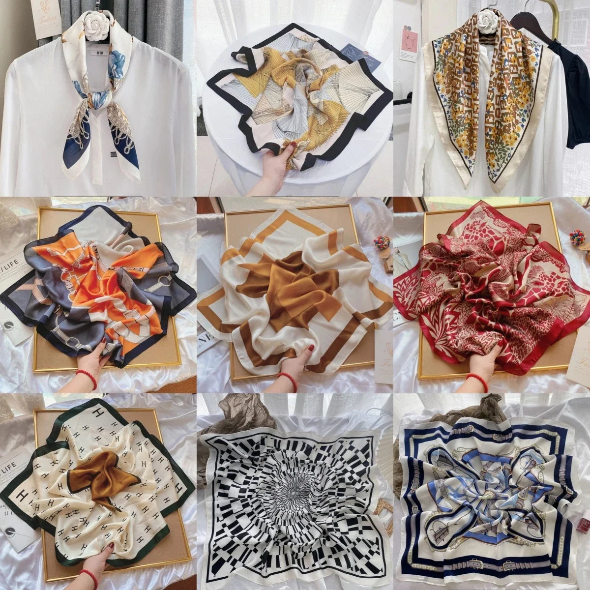 Vintage Print Square Scarf – Necktie, Hairband & Neck Wrap