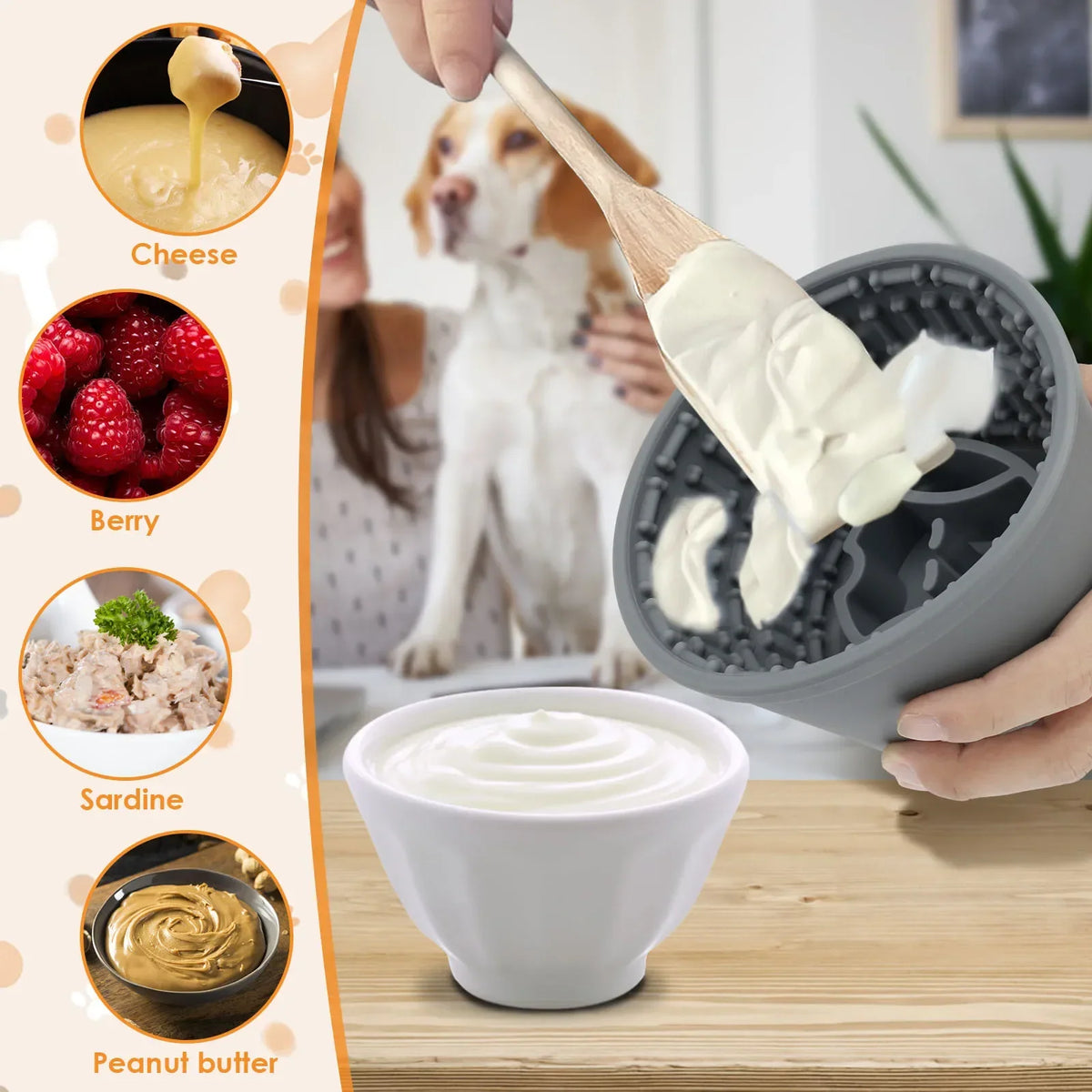 Silicone Slow Feeder Dog Bowl – Large, Anti-Skid Suction Cup