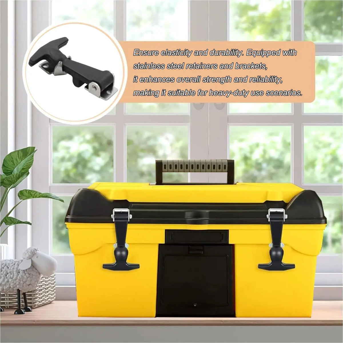 Rubber Hood Catch with Bracket 2pcs – Stainless Steel T-Handle