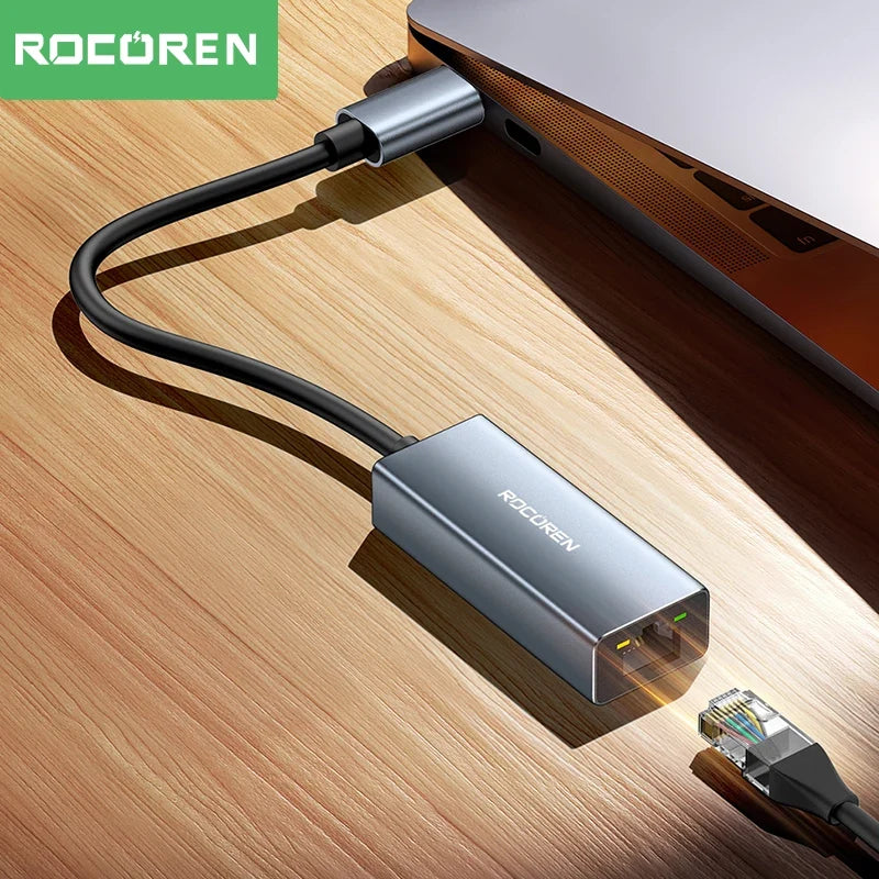Rocoren USB-C to RJ45 Gigabit Ethernet Adapter 1000Mbps