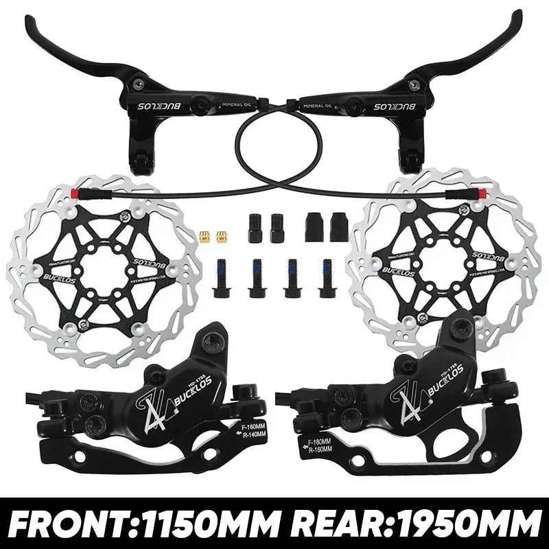 BUCKLOS 4-Piston Hydraulic Disc Brake Set – E-Bike & MTB