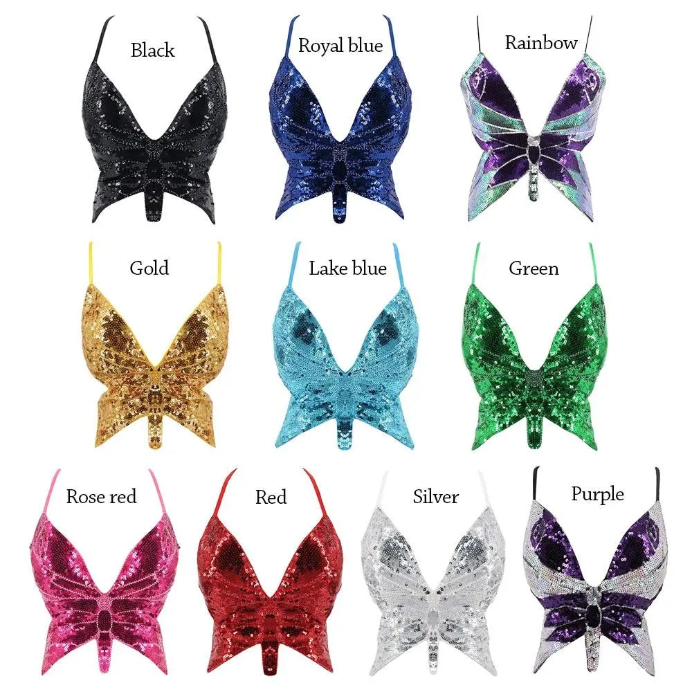 Women's Sparkly Sequin Halter Bra – Belly Dance Crop Top