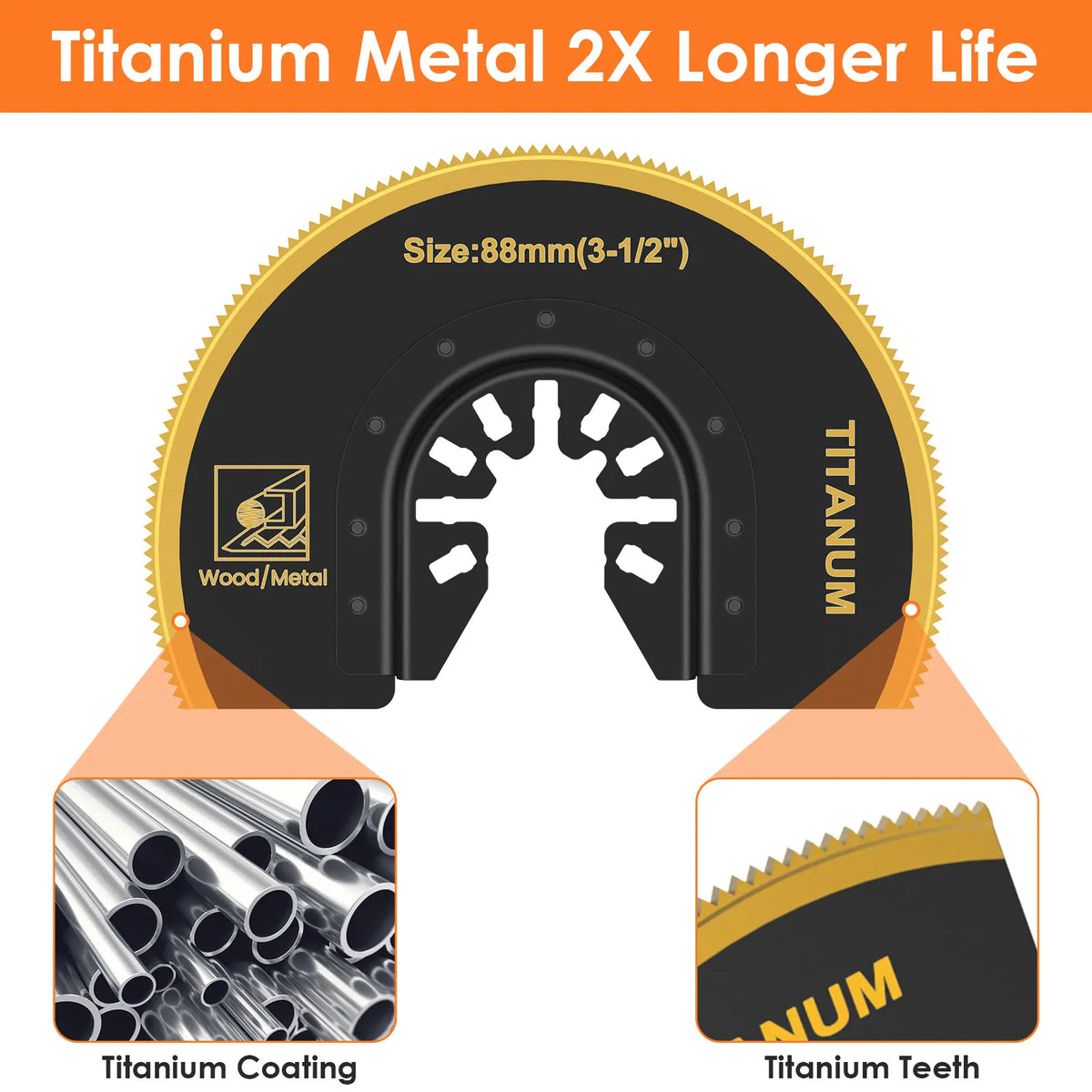 3Pcs Bi-Metal Titanium Oscillating Multitool Saw Blades 3.5"