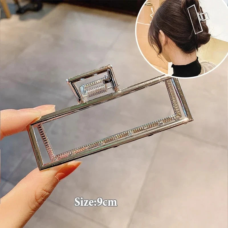 Metal Geometric Hair Claw Clips – Gold & Silver for Women