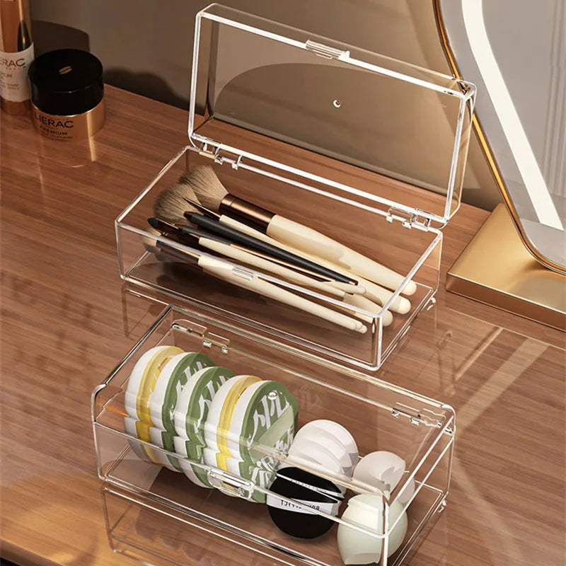 Clear Stackable Acrylic Makeup Organizer Box with Dustproof Lid