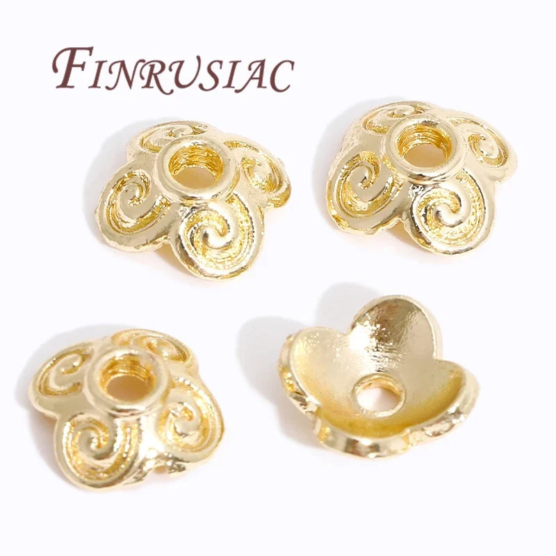 18K/14K Gold Plated Filigree Flower Bead Caps – Jewelry Making
