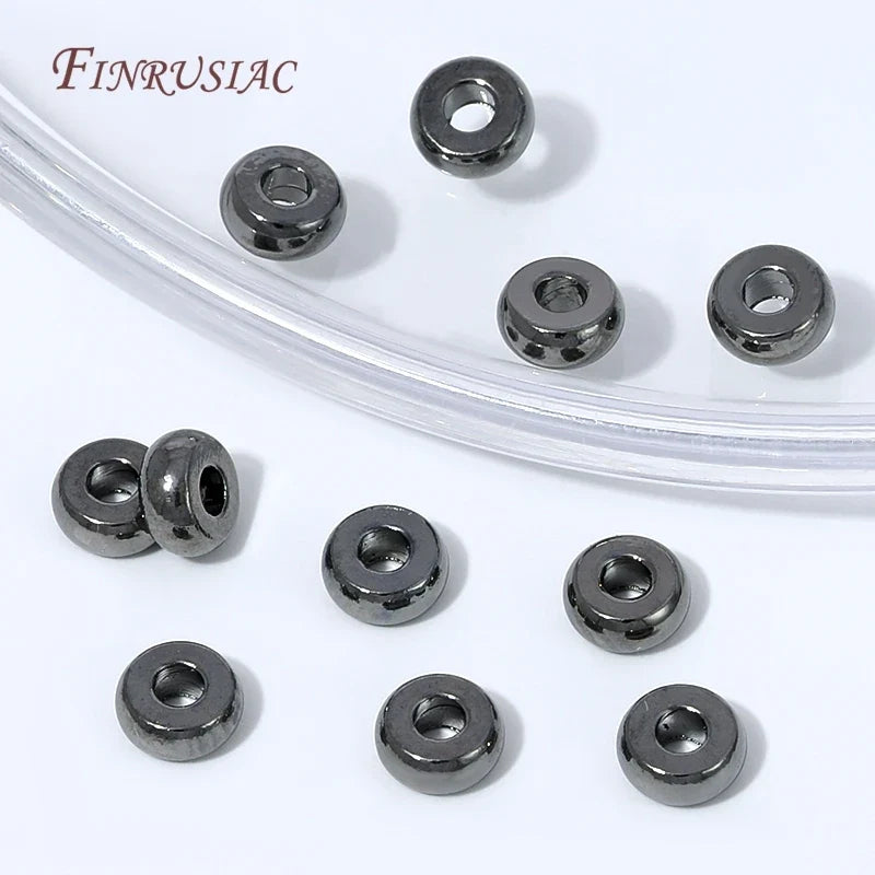 Black Plated Flat Donut Spacer Beads | Brass DIY Jewelry Findings