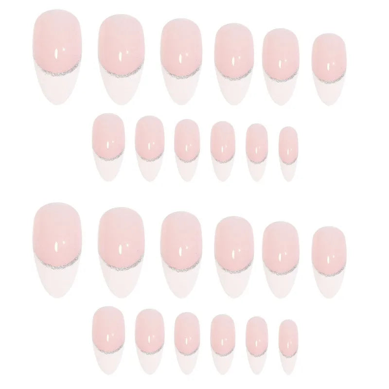 French Round Press-On Nails L Size – 24pc Acrylic Tips