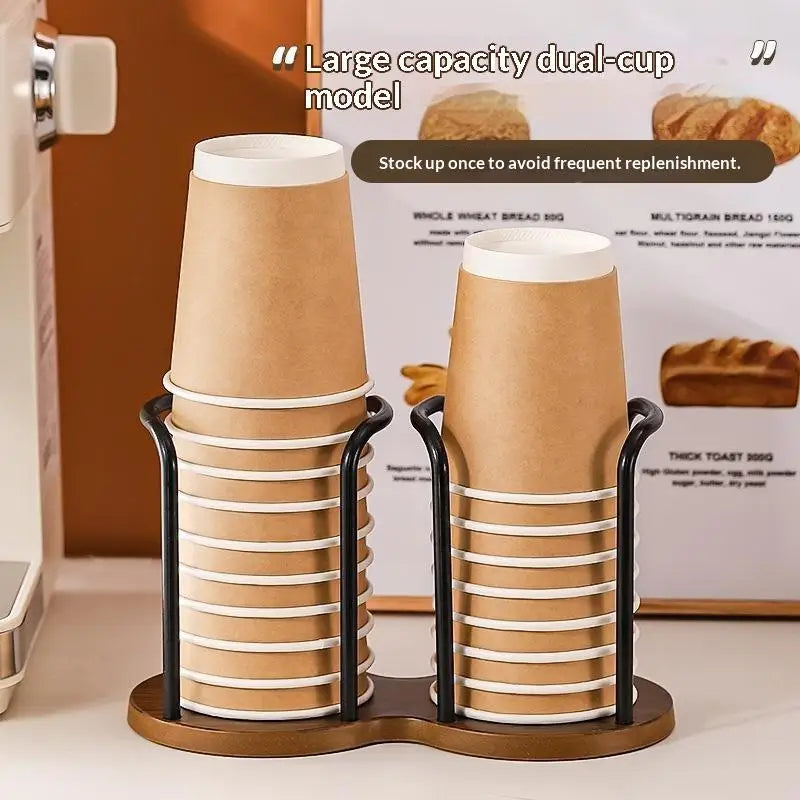 Disposable Cup Holder Dual-Slot Stackable Organizer Rack