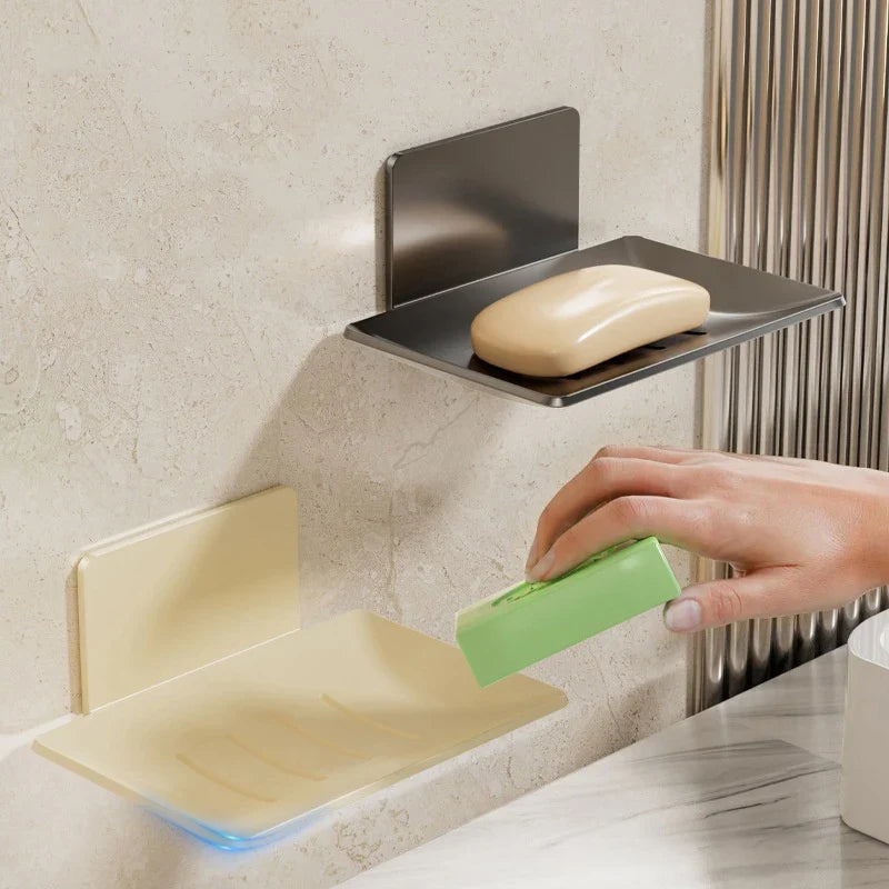Wall Mounted Carbon Steel Soap Tray with Drainage – Black