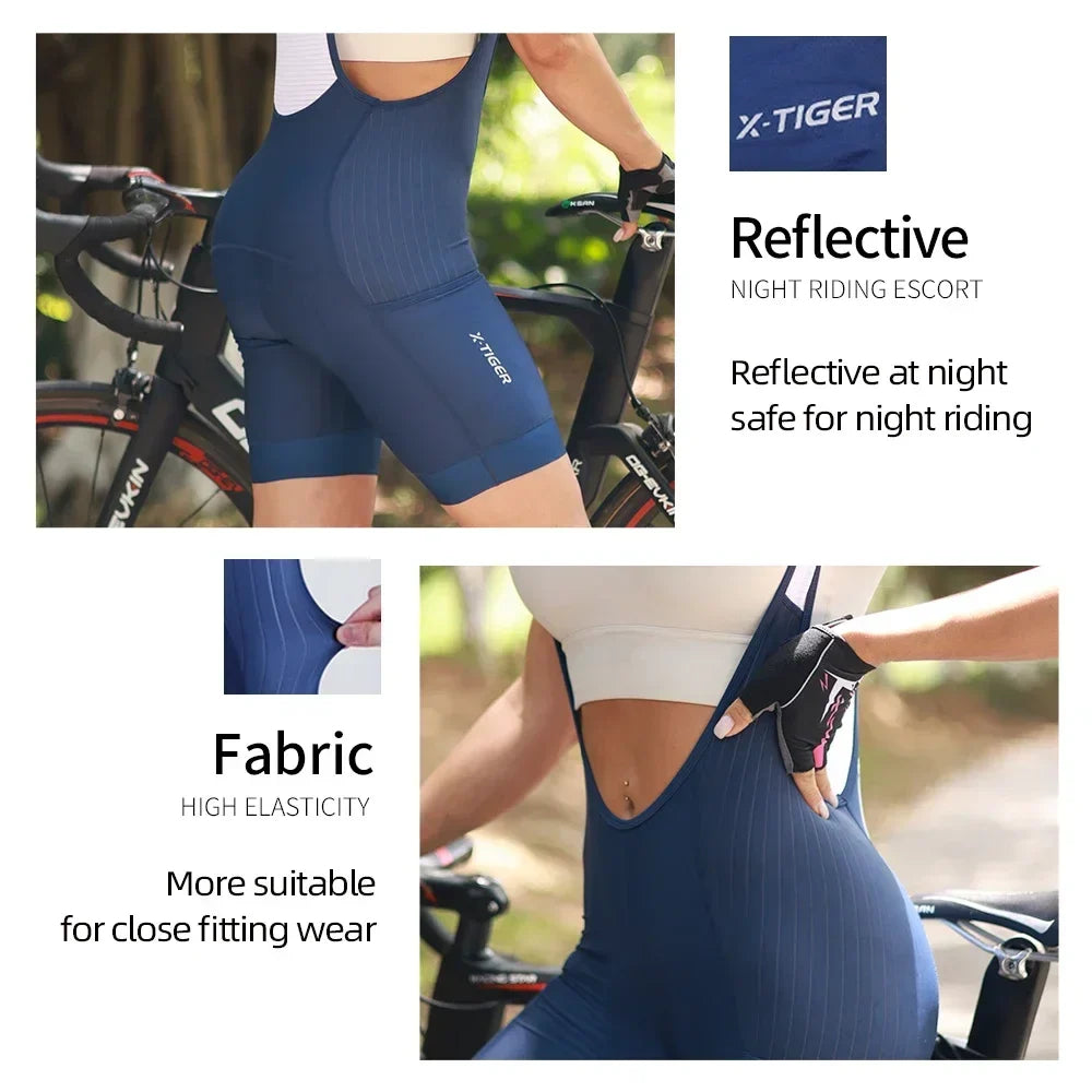X-TIGER Women's Cycling Bib Shorts – Cushioned & Breathable