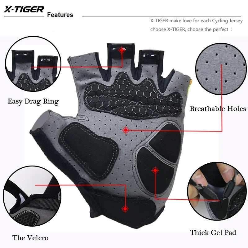 X-TIGER Half Finger Cycling Gloves | MTB Road Bike Women