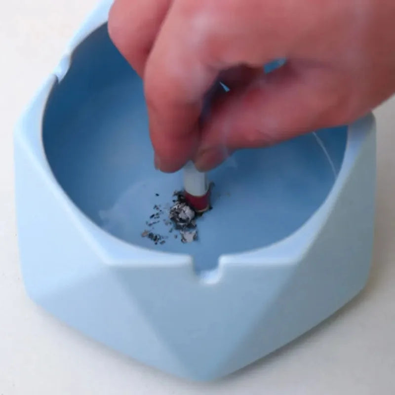 Modern Ceramic Ashtray with Bamboo Lid | Desktop Décor