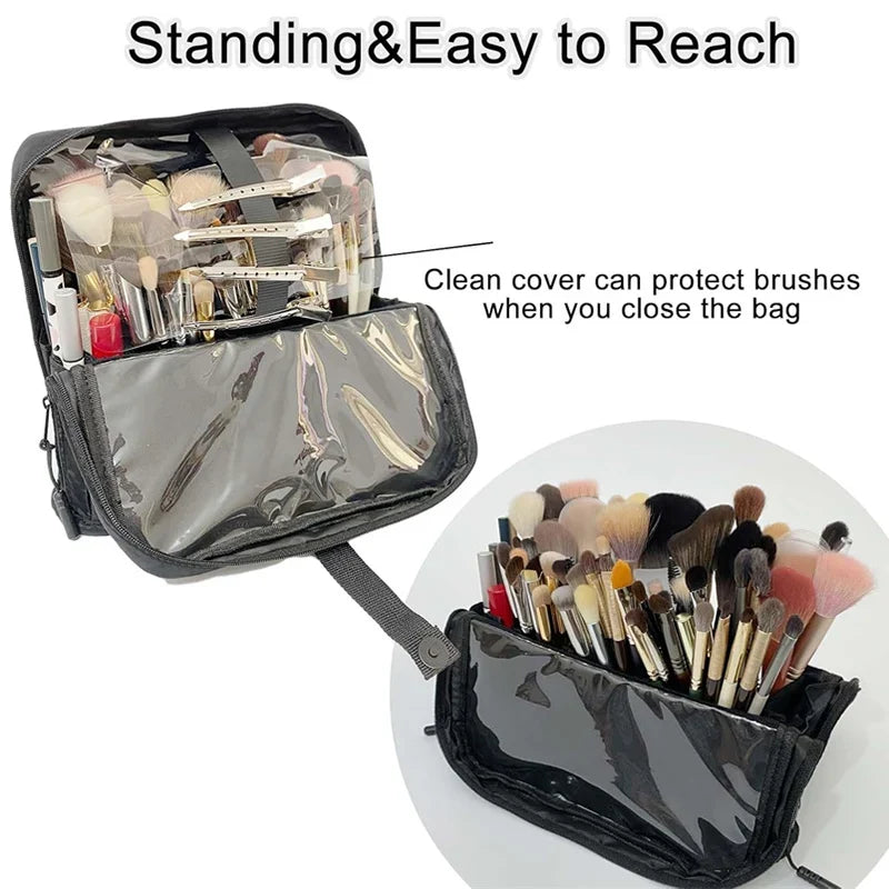 Stand-Up Makeup Brush Organizer Bag | Adjustable Dividers