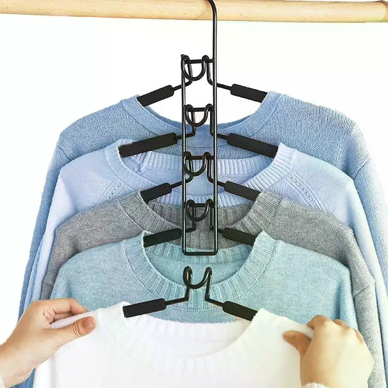 Multi-Tier Closet Hanger Organizer with Hooks – 5-Pack