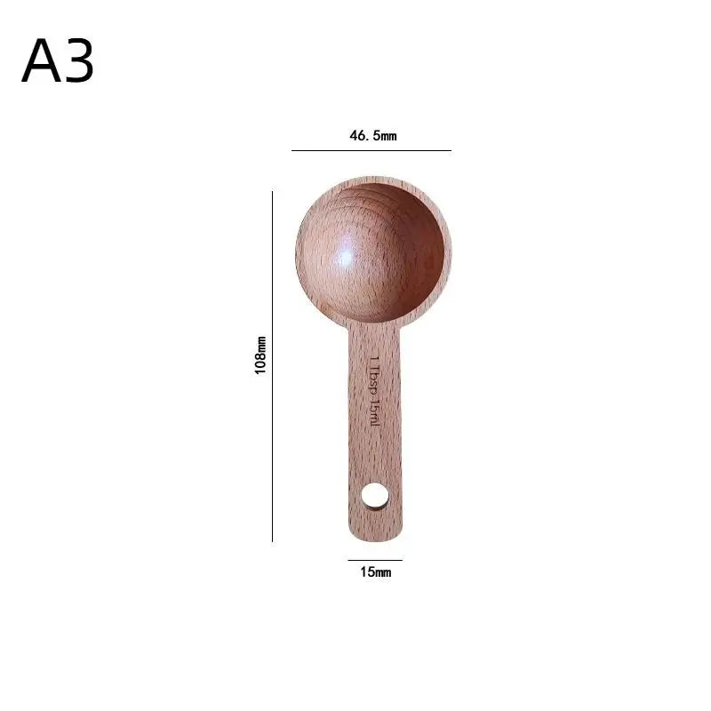 Wooden Measuring Spoon 7.5–45ML Beech Walnut Kitchen Tool