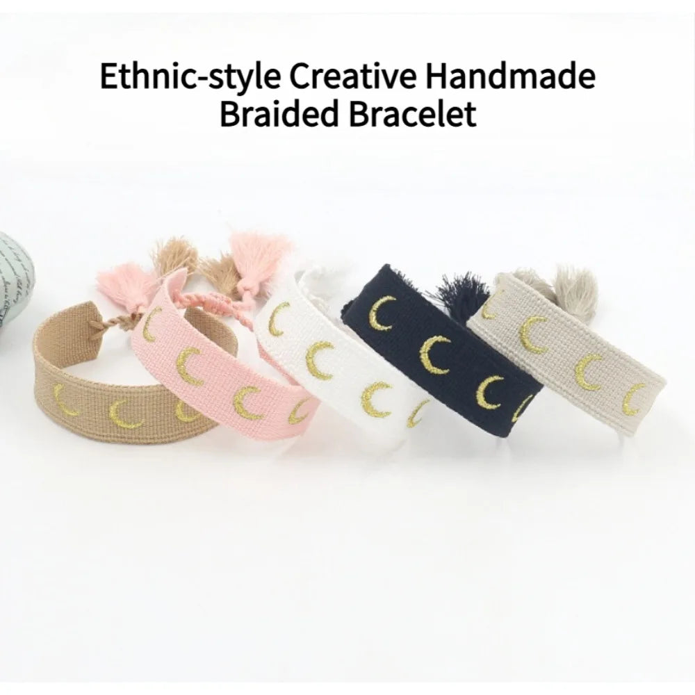 Woven Evil Eye Tassel Bracelet – Stackable Boho Style