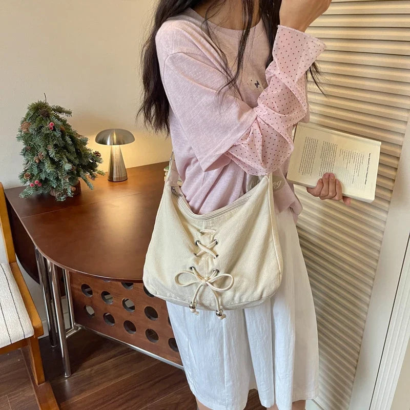 Women's Large Canvas Tote Crossbody Shoulder Bag | Nixie
