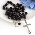 Handmade Vintage Pearl Rosary Necklace with Cross Pendant