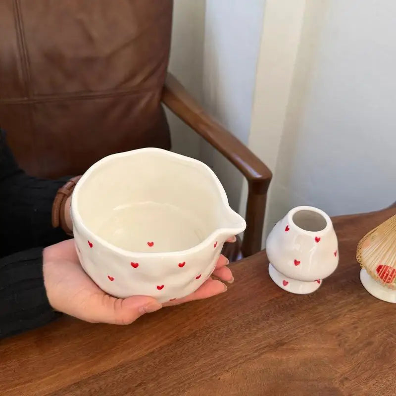 Handcrafted Ceramic Mixing Bowl Set with Pour Spout & Insert