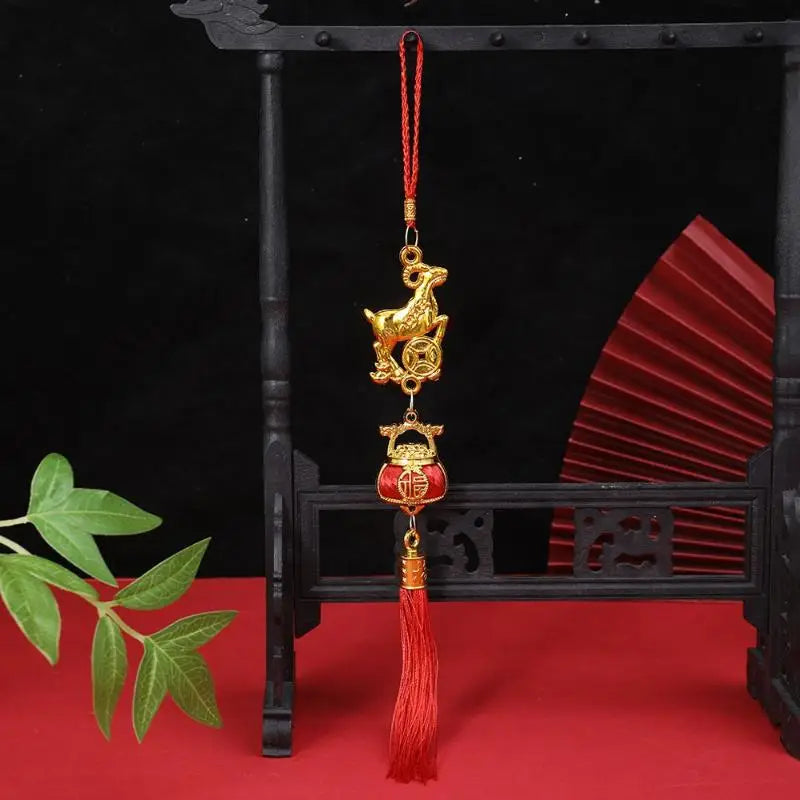 2027 Chinese New Year Goat Hanging Ornament Red Tassel Decor