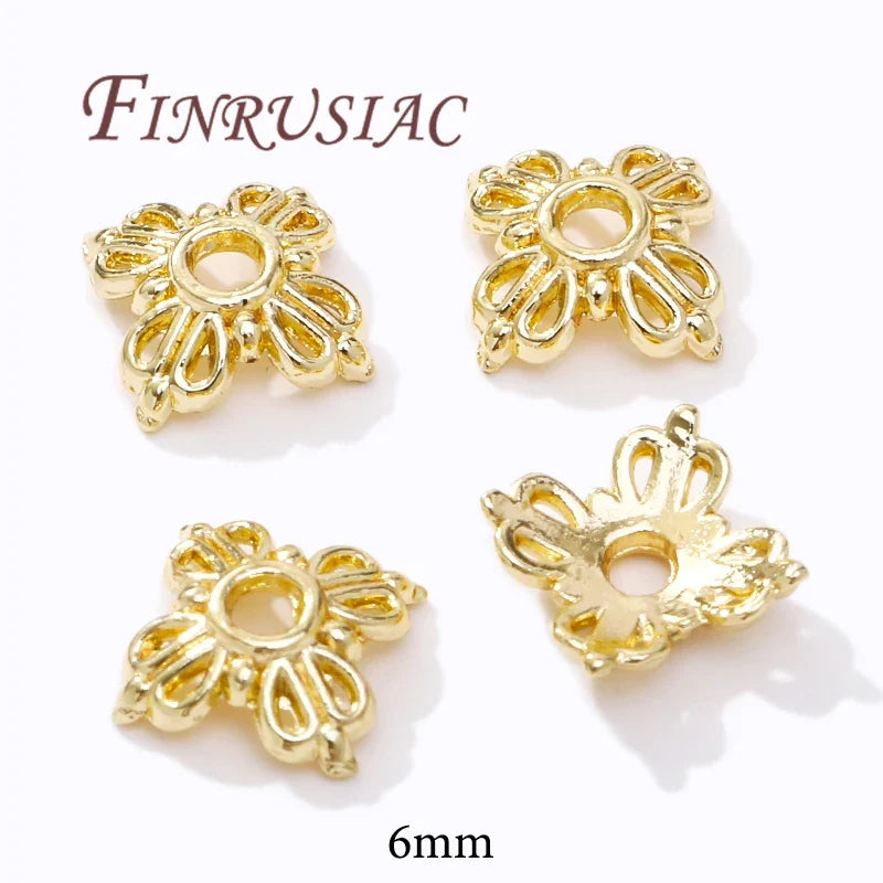 18K/14K Gold Plated Filigree Flower Bead Caps – Jewelry Making