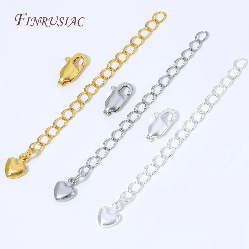 18K Gold Plated Extension Chain – Heart Charm & Lobster Clasp