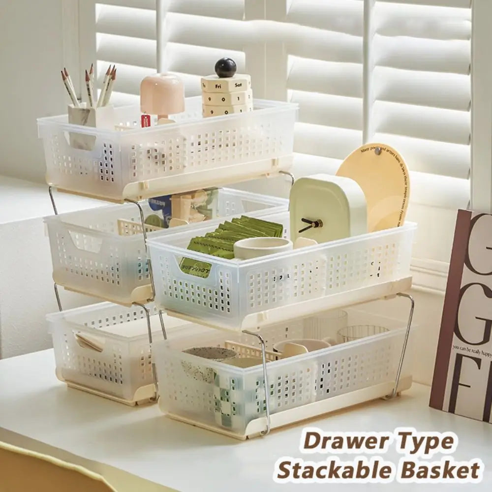 Stackable Storage Basket with Drawers – Desktop Organizer