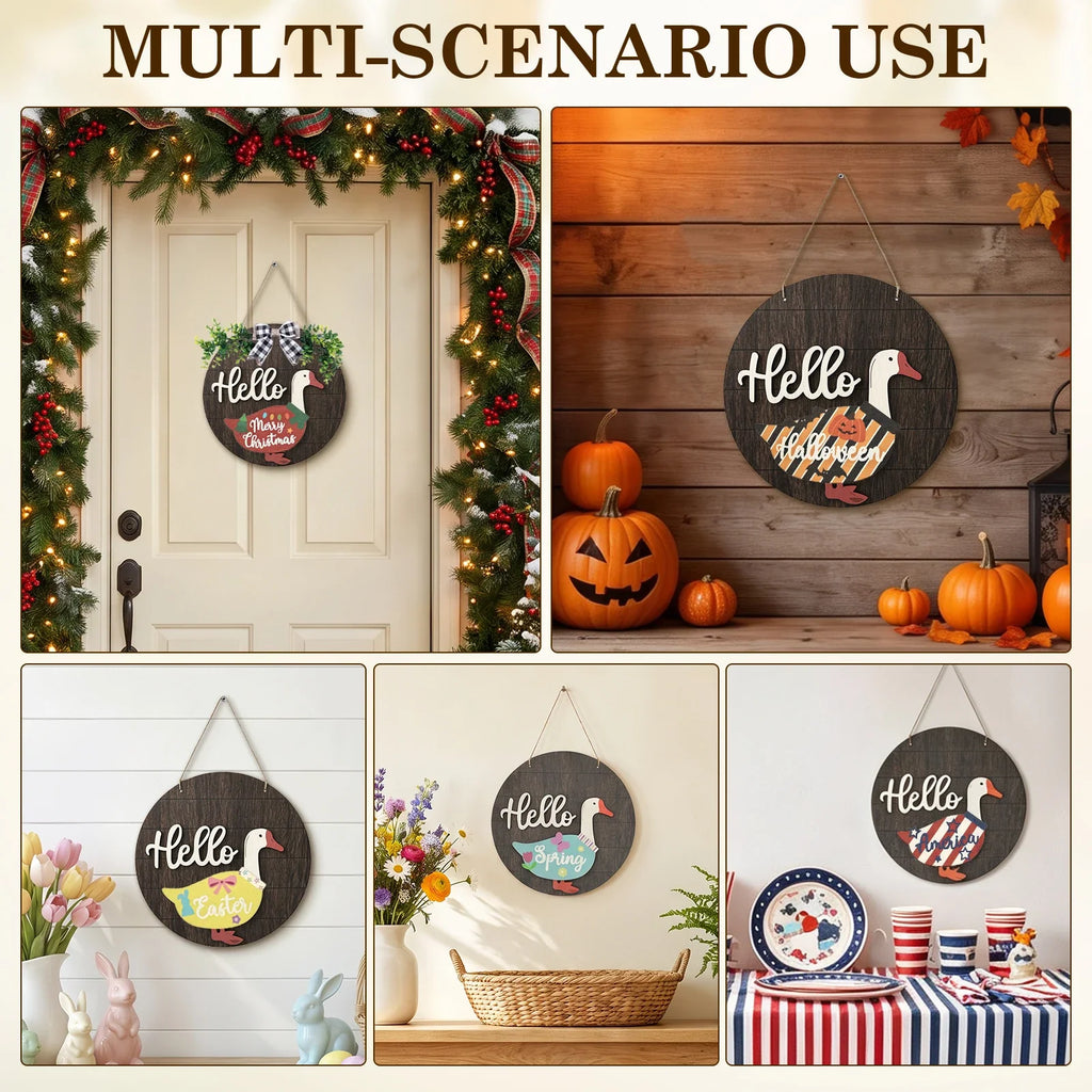 Interchangeable Wooden Goose Decor – 12 Seasonal Costumes