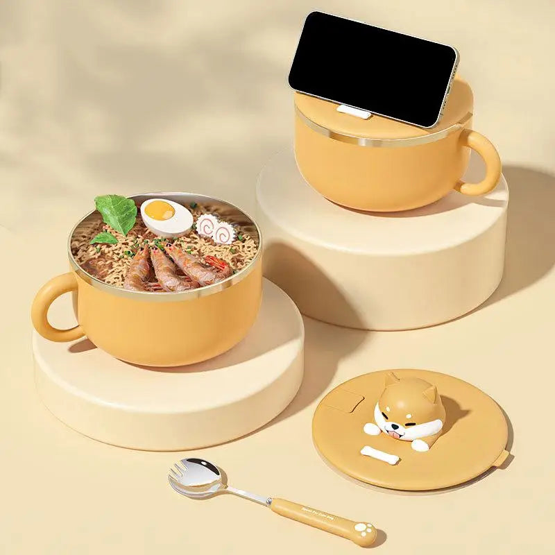 Stainless Steel Noodle Bowl with Lid – Stackable Lunch Box