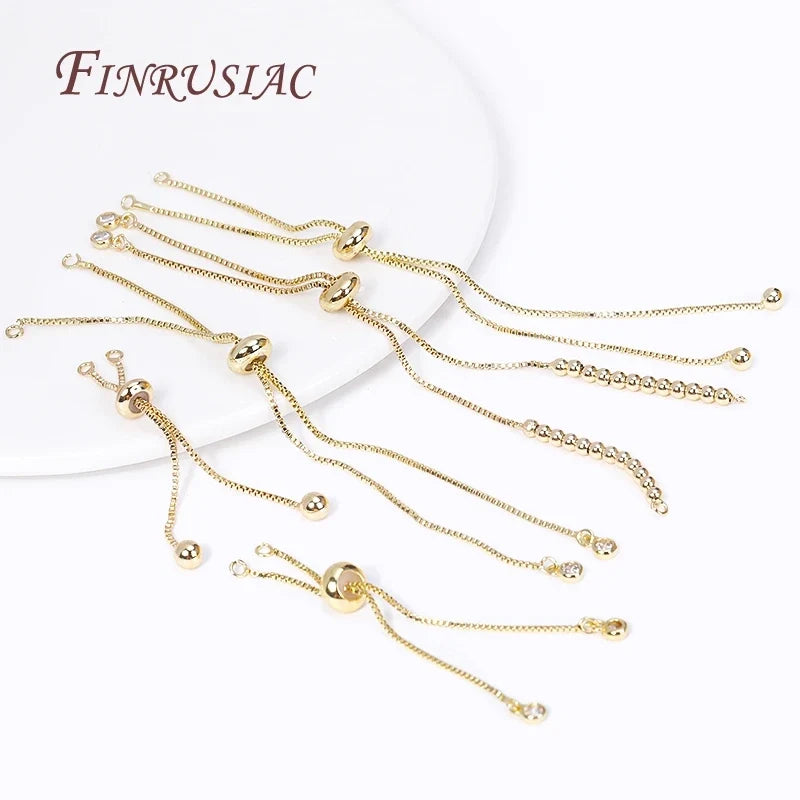 18K Gold Plated Box Chain Bracelet DIY Jewelry Making Component