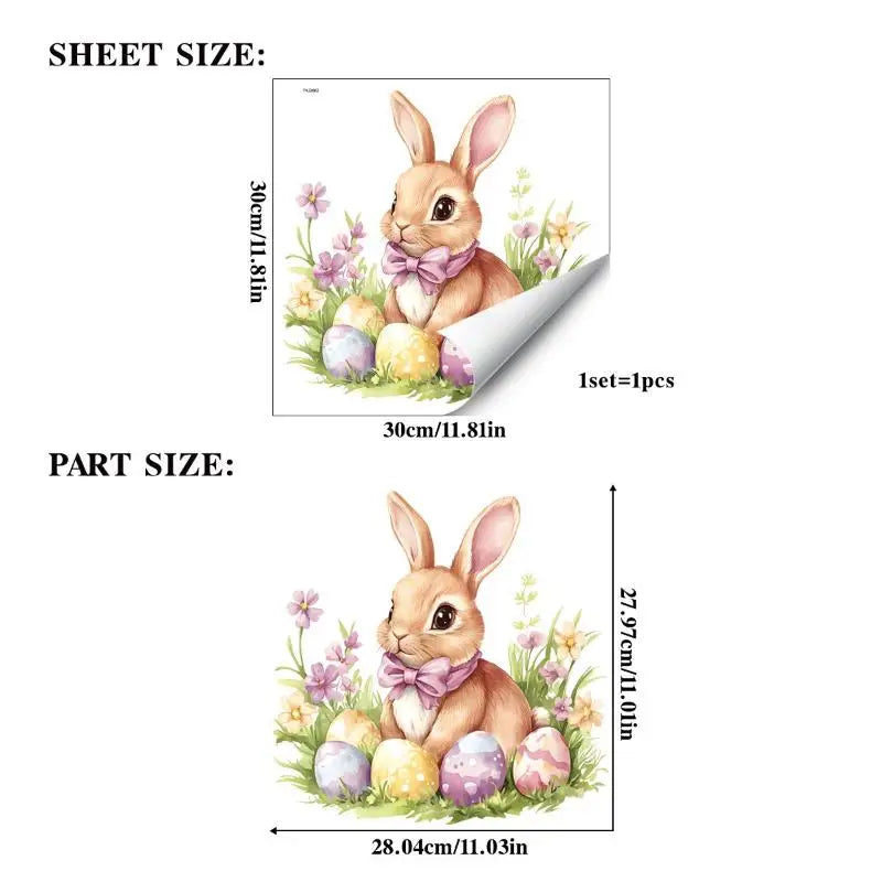 Easter Bunny & Flower PVC Window Stickers – Removable Decals
