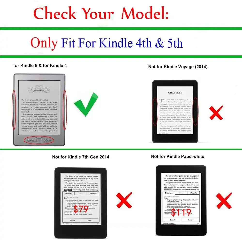 PU Leather Magnetic Folio Case for Kindle 4th/5th Gen D01100