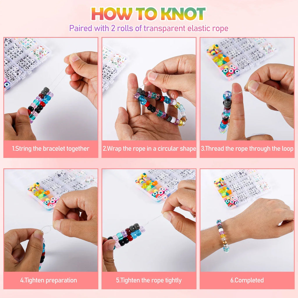 Rainbow Pony Bead Bracelet Making Kit – 1710 Pcs DIY Set
