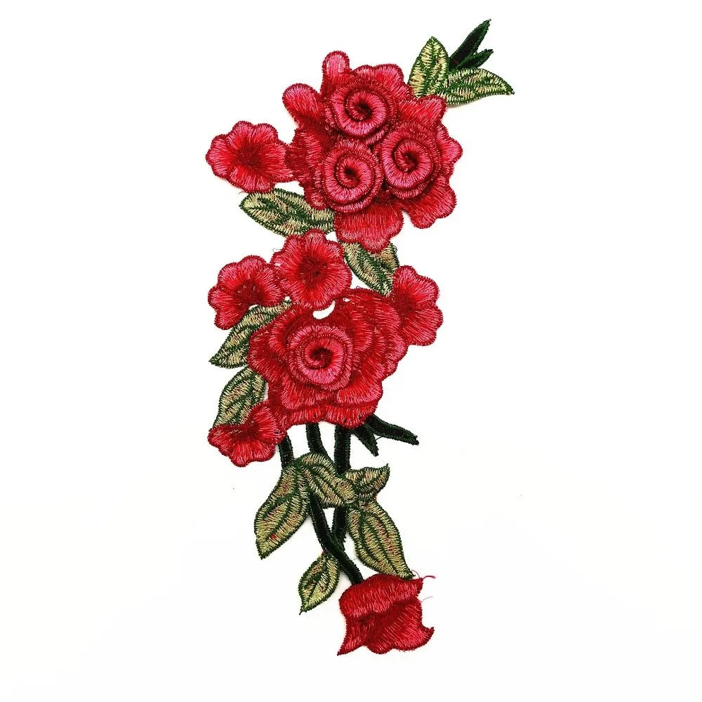 3D Embroidered Rose Flower Sew-On Patch – Ethnic Appliqué